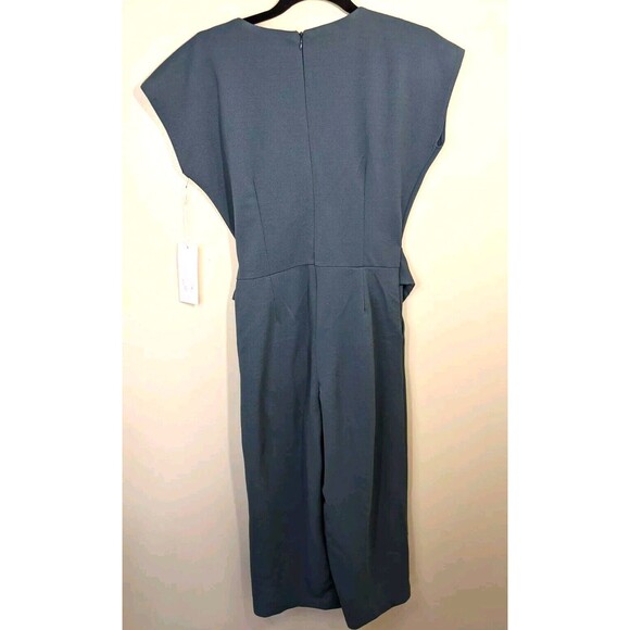 Bishop + Young Front Tie Jumpsuit Rain Wide Leg Cropped Cap Sleeve Pockets Small - Picture 3 of 11